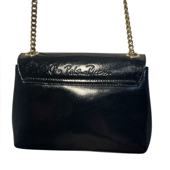 Paloma Picasso Black Gold X Crossbody Bag Chain Link Strap Patent Leather Small - Picture 5 of 14